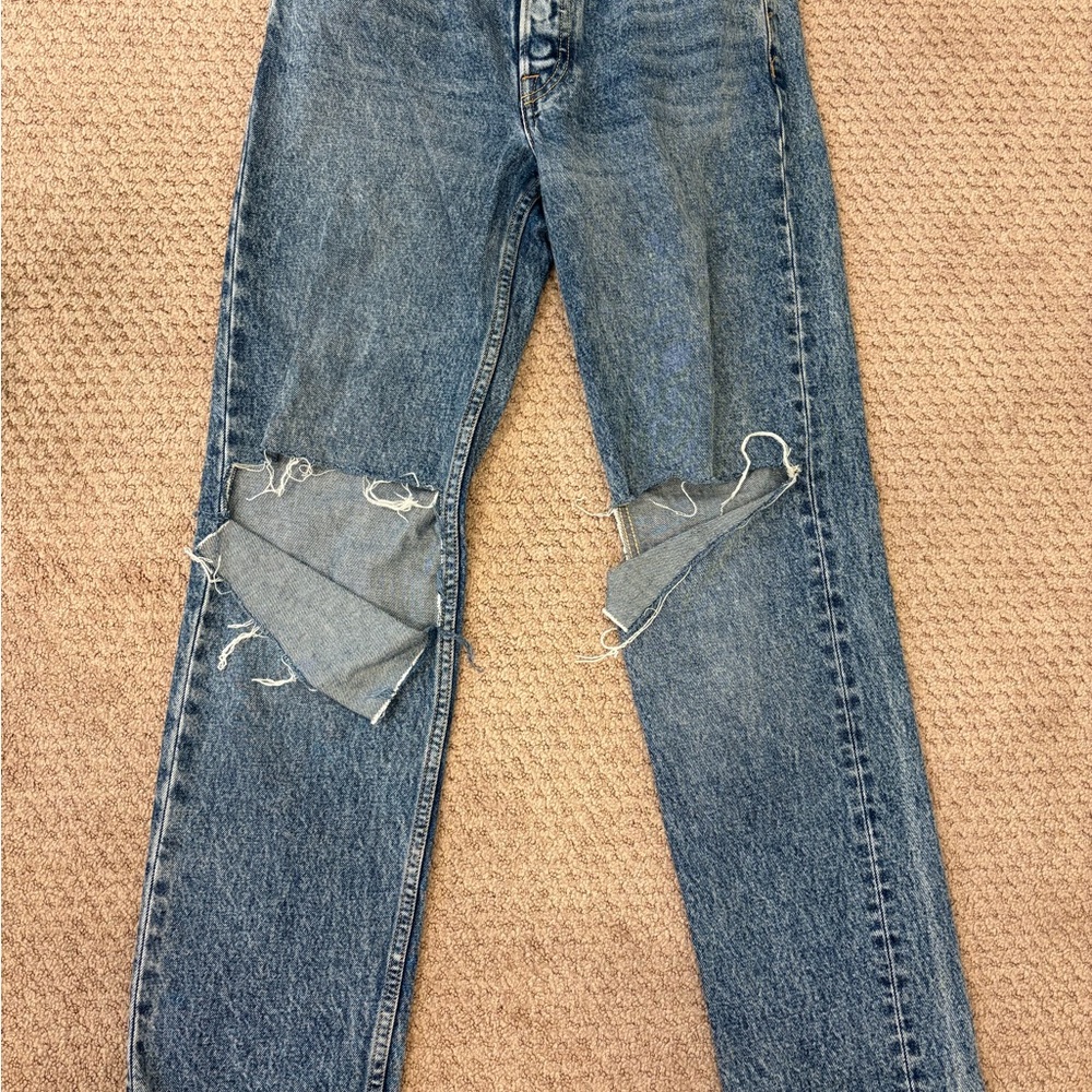 GRLFRND Women's Classic Blue Ripped Jeans